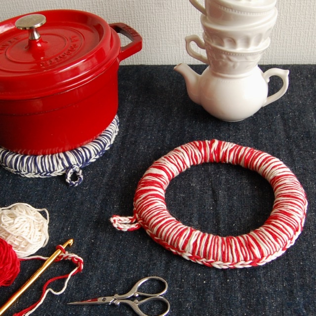 PHOTO: 【Knit pot stand】〜ミックス糸で編む鍋しき〜